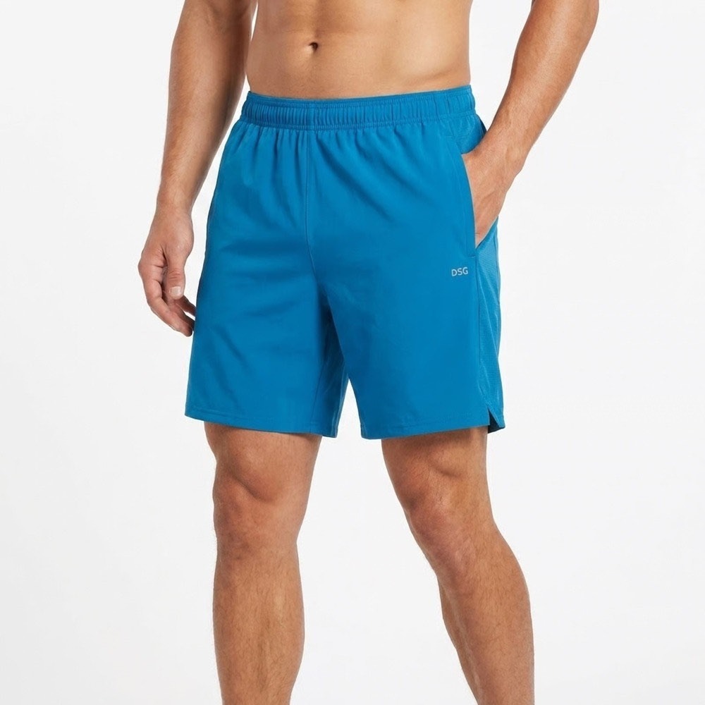DSG Mens 6" Agility Short Blue Gleam Athletic Gym Training Shorts Medium